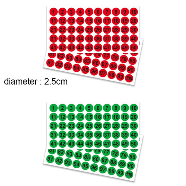 Nummer klistremerker, 2 poser, nummerert fra 1 til 50 og 51 til 100 P11 + P10