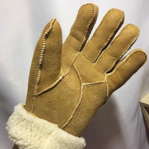 Handske Vante Handskar Mocka Bomullshandskar Dam Vinter Varma Plus Sammet Förtjockning Fem Fingrar Körning Höst Vinter Kalla Prickar Retro Handskar