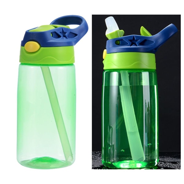 Børnevandflaske med sugerør, grøn KLB