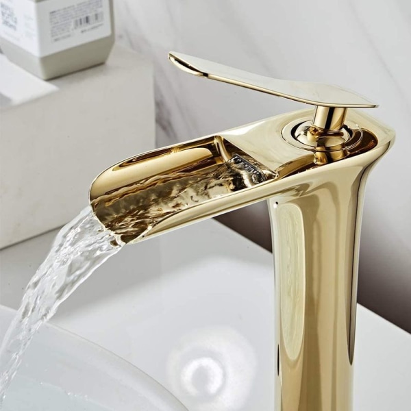 Basin mixer tap high waterfall tap for sink gold