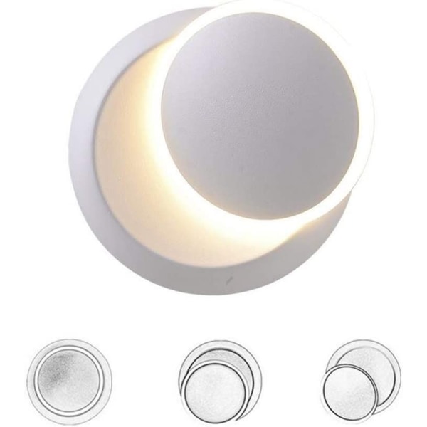 1 st inomhusvägglampor vit LED-vägglampa 7W modern vägglampa varmvit kreativ Eclipse 2 i 1 aluminiumvägglampa LED-lampa (vit)