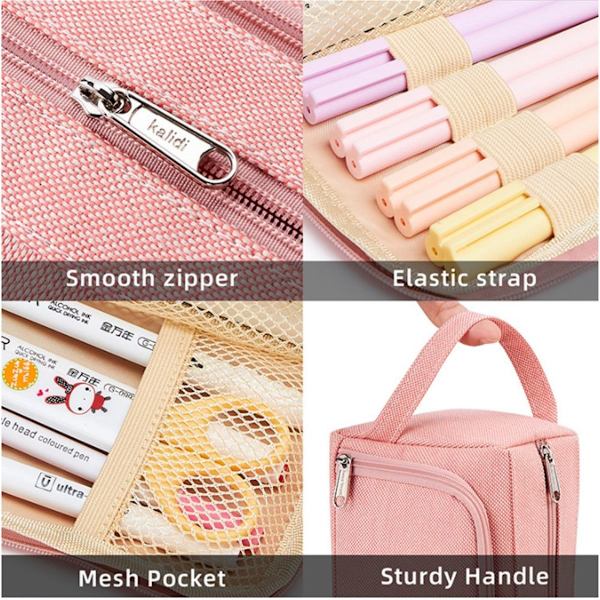 Pencil Case Stor Kapacitet Pencil Case Marker Pen Case Pink KLB