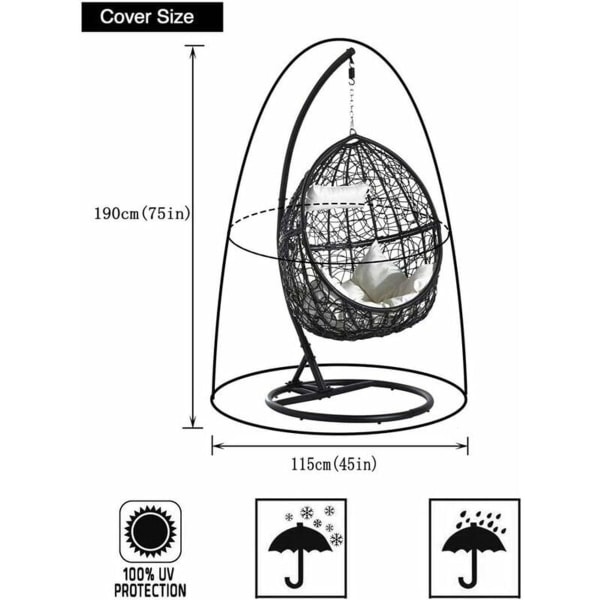 Vedenpitävä riipputuolin huonekalusuojus, valmistettu 210D polyesteri PVC:stä - Munatuolille