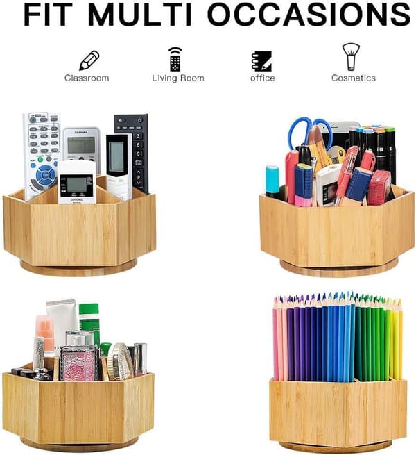 Roterande bambu-konstnärsmaterialorganisatör med 7 sektioner, rymmer 350+