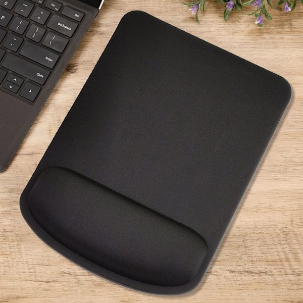Musematte med håndleddsstøtte, håndlaget ergonomisk musematte svart