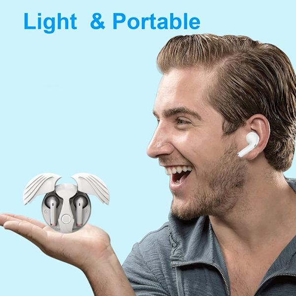 Trådløse ørepropper, Bluetooth 5.0 hodetelefoner, ladeetui, hvitt