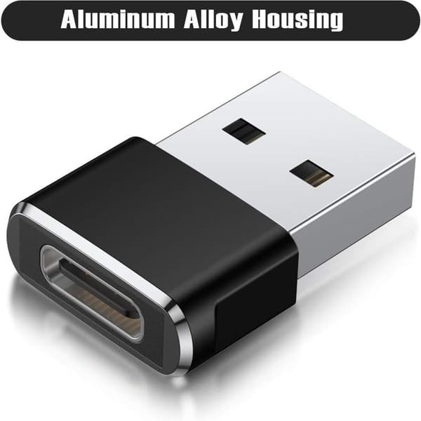 USB C - naar USB A -adapter, 2-pack, zwarte oplaadkabel