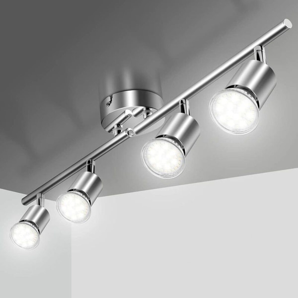 LED-taklampe 4 flekker justerbar, takbelysning 4xGU10 LED-spotlights justerbar