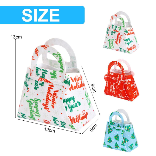 Pack Reusable Christmas Gift Bags, Christmas Tote Bags with Handle