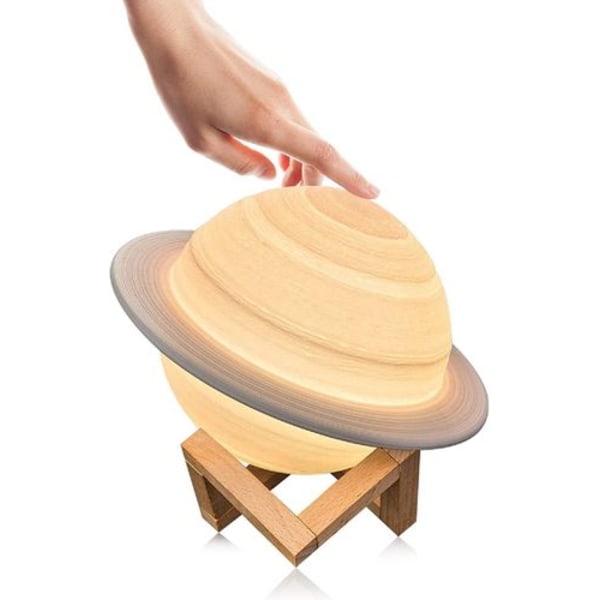 Månelampe 3D nattlys dimmbar, Papasbox 15cm LED Saturn lampe med