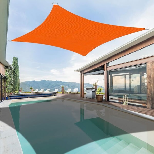 Rektangulær skygge sejl 4x6m orange, vandtæt markise UV-beskyttelse til have terrasse udendørs terrasse swimmingpool med reb KLB