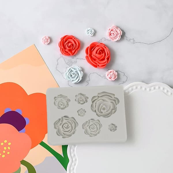 2 stk. Rose Blomster Silikoneforme Kage Chokoladeform Bryllupskage