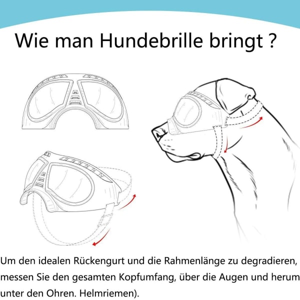 Hunde solbriller anti-UV vanntett vindtett justerbar hund blek mote