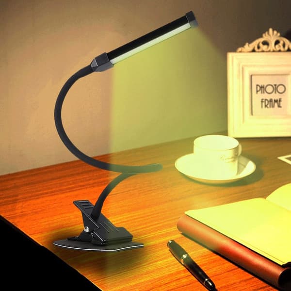Moderne svart USB LED-skrivebordsnattlampe med klips KLB