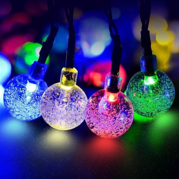 Solcelledrevne julelys, 30 LED-kulelys med 2 lysmoduser, utendørs KLB