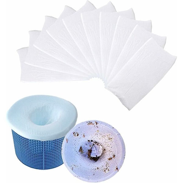 10-pack med poolskimmerstrumpor – filterkorgar, skimmer samt rengöring av smuts och löv för systemkit och ovanjordspooler KLB