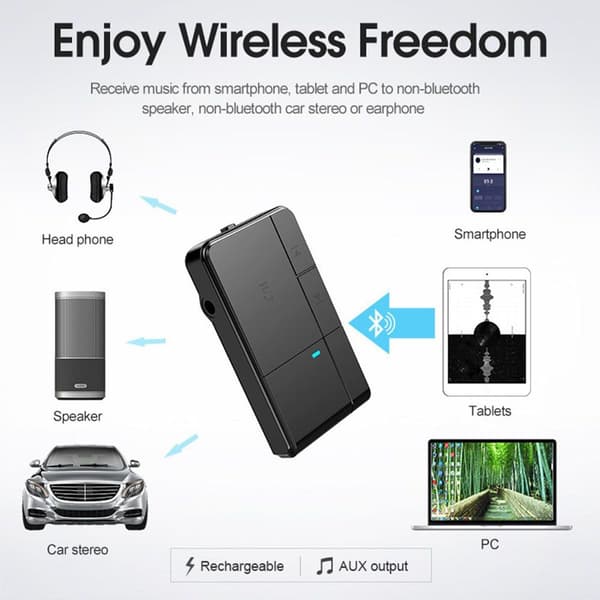 Bluetooth V5.0-mottagare, trådlös Aux Bluetooth-adapter, bärbar KLB