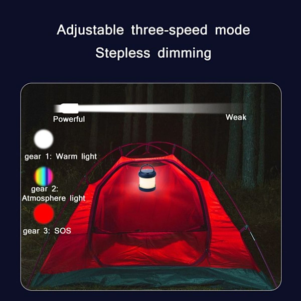 Utendørs sammenleggbar magnetisk LED nødcampinglys (hvit)