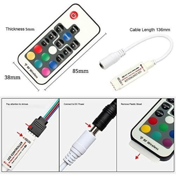 DC 5V-24V RF trådløs fjernkontroll for å fjernstyre 5050 3528 RGB LED-striper