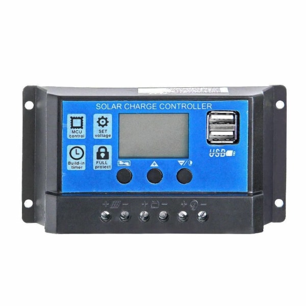 30A 12/24V LCD aurinkosäädin akkuregulaattorin ohjain kaksois USB