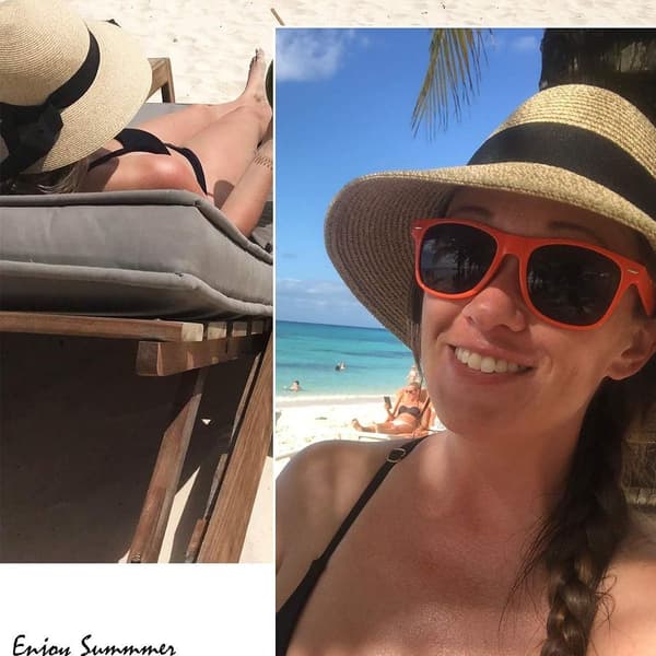Solhatt i halm - UV, hopfällbar, sommar