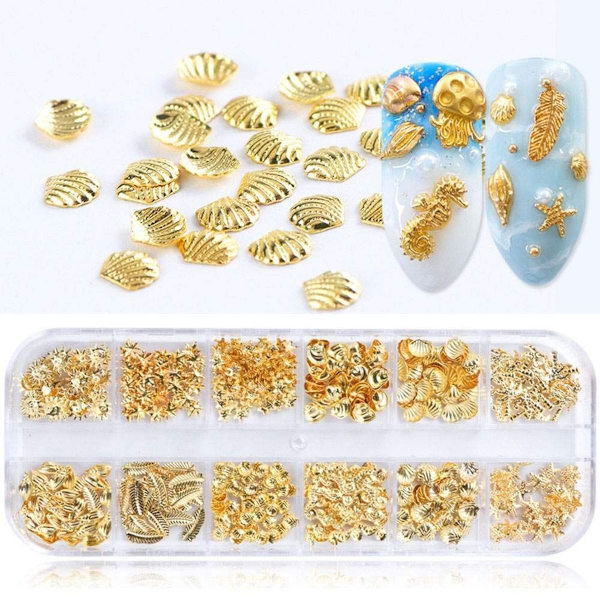 Nagelkonst Paljetter Glitter Kits Nagelkonst Dekaler Nageltillbehör 3D Guld Nagelkonst Dekora KLB