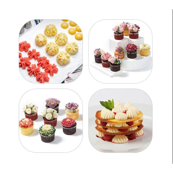 Bakverkstyllar, 8 delar rostfritt stål DIY-kit, 6 tyllar, 1 spritspåse, 1 kopplingar, DIY-kit för tårtdekoration-