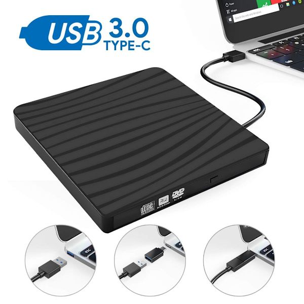 Ulkoinen DVD-asema, USB 3.0 ja Type-C kannettava CD DVD + / -RW poltin optinen KLB