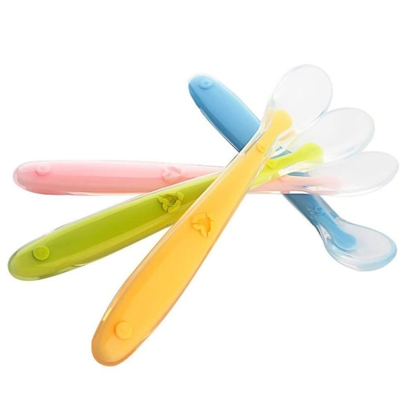 Baby spoon made of silicone, baby spoon 4-piece spoon,