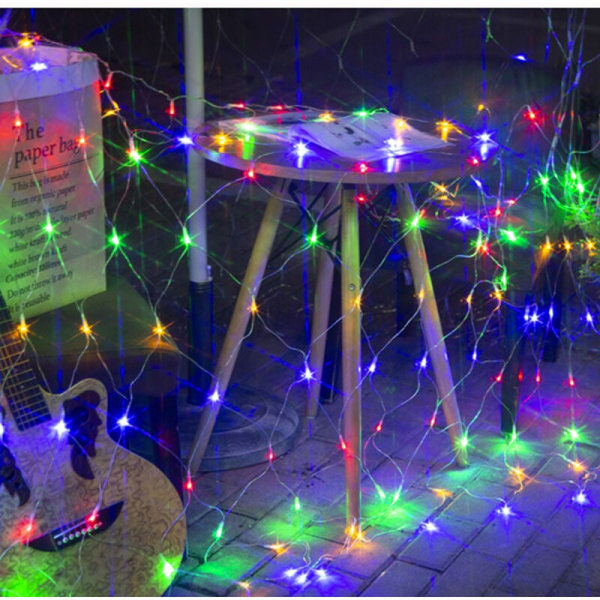 Nettlyslenke, 192 LED-nettlys 3M X 2M 8 Vanntett energimodus, dimbar for soverom julebryllupsfest hjemmehage, farge KLB