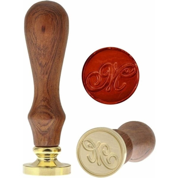Retro messinghode trehåndtak alfabet bokstaver initial voks klassisk forseglingsvoks stempel M KLB