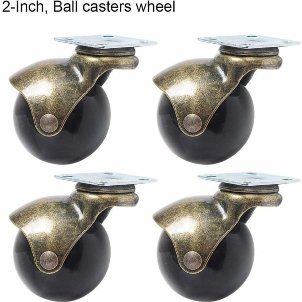 4 Ball Trille Hjul Brems Kobber Ball Caster Kontorstol Hjul Antikk KLB