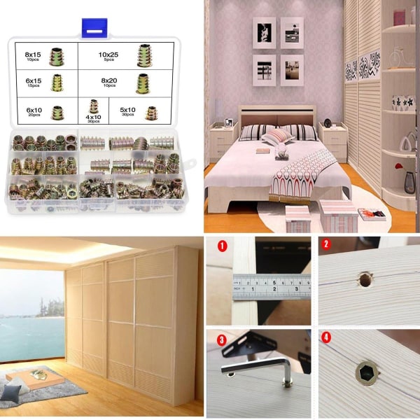 120-pakning sinkroniserte sekskantmuttere i sinklegering M4 M5 M6 M8 M10 KLB