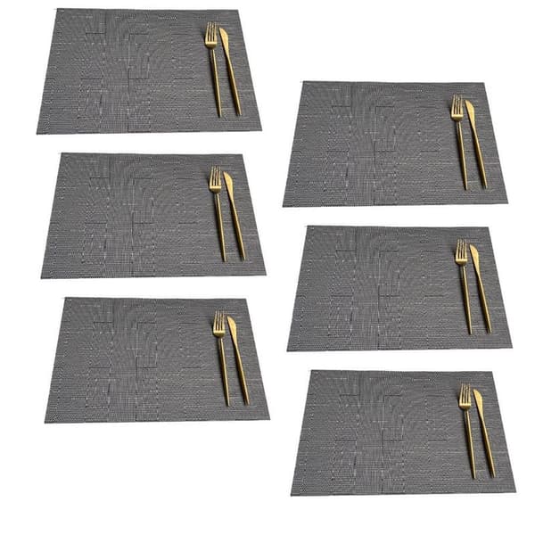 Rektangulära placemats för köksbord och matbord. Ljusgrå