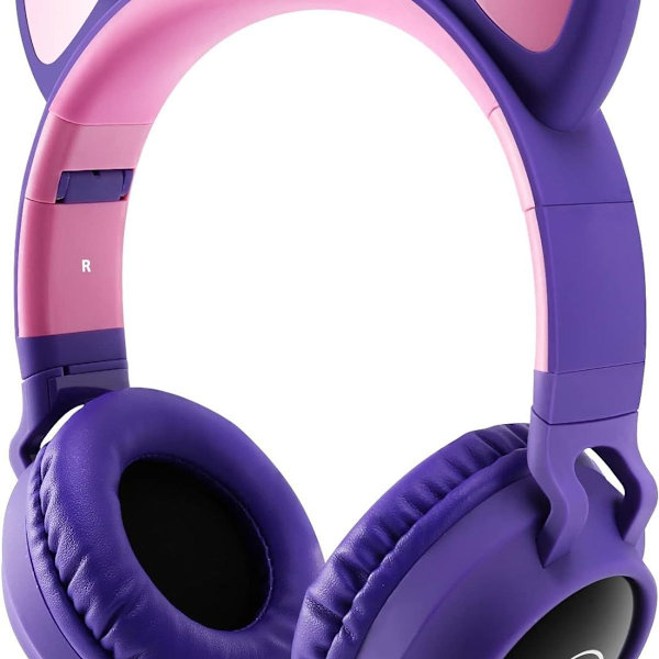 Bluetooth-hörlurar Kattöron LED-lampor Trådlösa Fällbara Lila Rosa