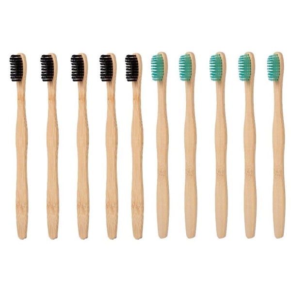 Biologiskt nedbrytbara tandborstar i bambu, 10-pack, mjuka borst, stil 5