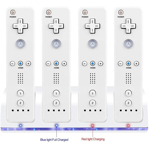Fjernbetjening Oplader 4 i 1 Wii Oplader Station med Hvid KLB