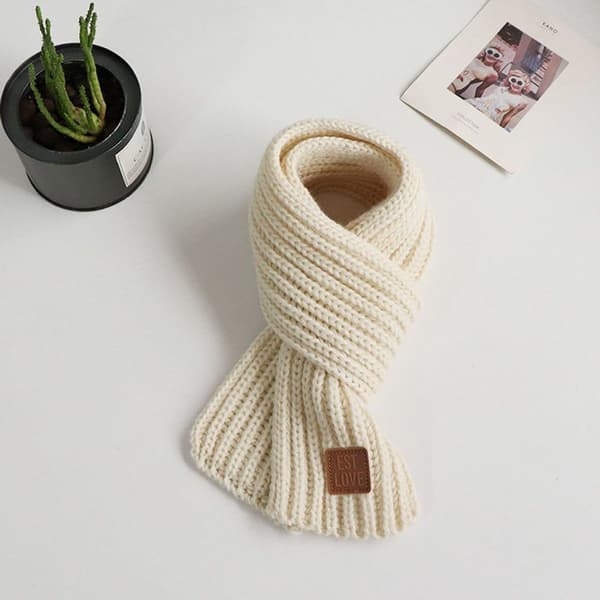 Barnas strikkede varme skjerf i beige for småbarn