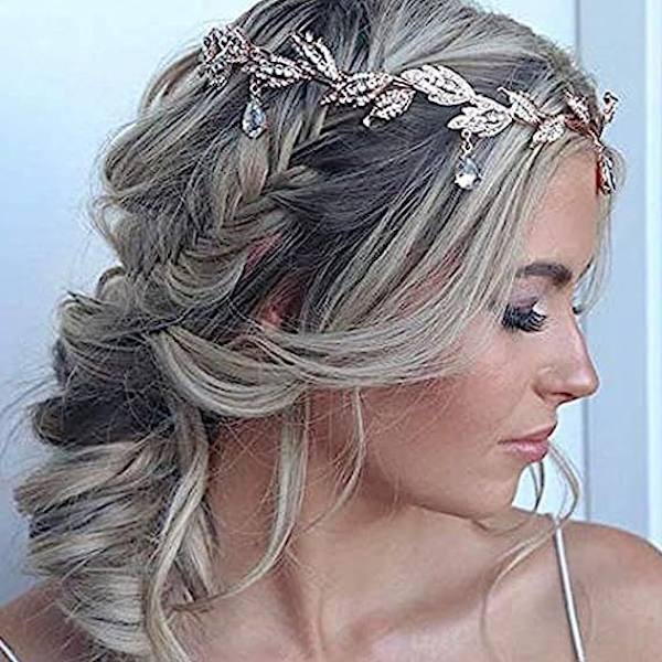 Rhinestone Crystal Tiara (Golden), Leaf Rhinestone Wedding Tiara, Crown Wedding Tiara Hair Accessory Prom