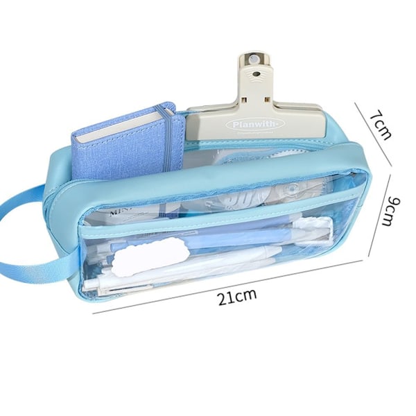 Pennfodral Transparent Case Markörväska Multifunktionell Himmelblå
