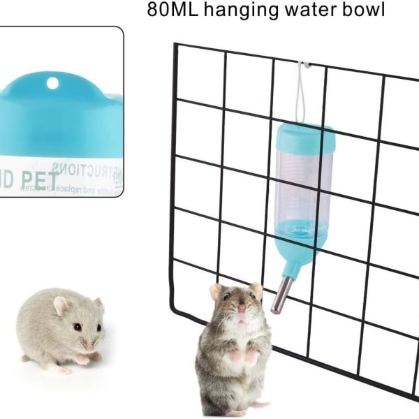 Hamster drikkeflaske med skål for små dyr gnager chinchilla kanin rotte KLB