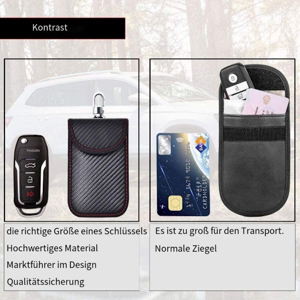 Skydd Bilnyckel, 2-pack Mini Faraday Påsar Kolfiber Nyckellös