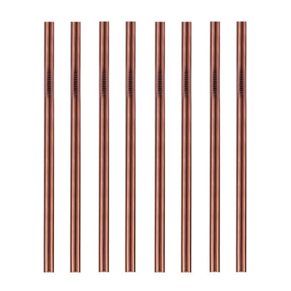 Metallsugerør, sugerør i rustfritt stål, sett med 8, gjenbrukbare, rosegull