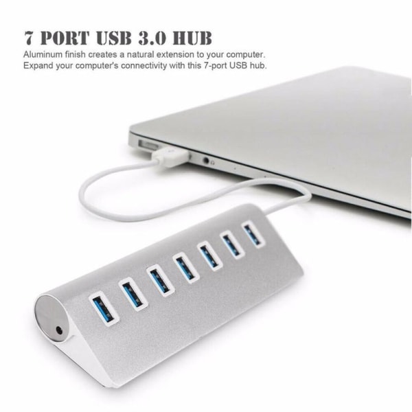 USB Hub 3.0 aktiv med strømforsyning - 7 port distributør - kompatibel med PC notebook