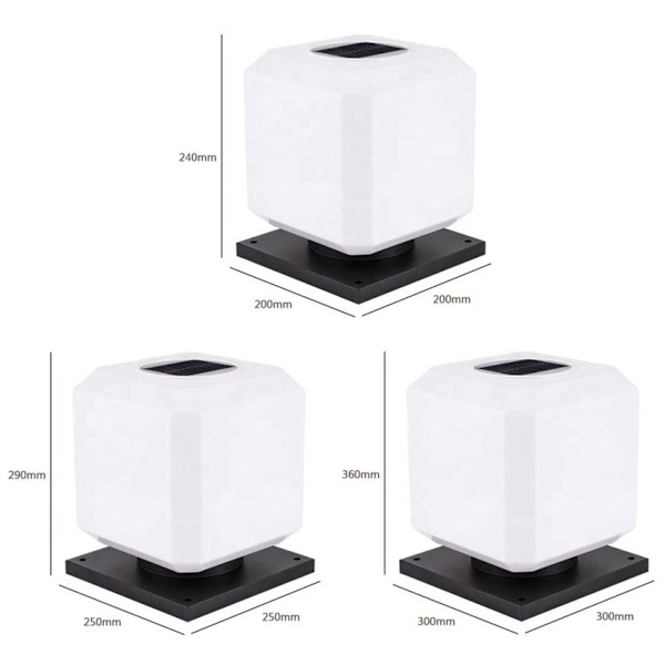 003 Solcells kvadratisk utomhusstolpe, LED vattentät vägglampa, storlek: 30 cm (var