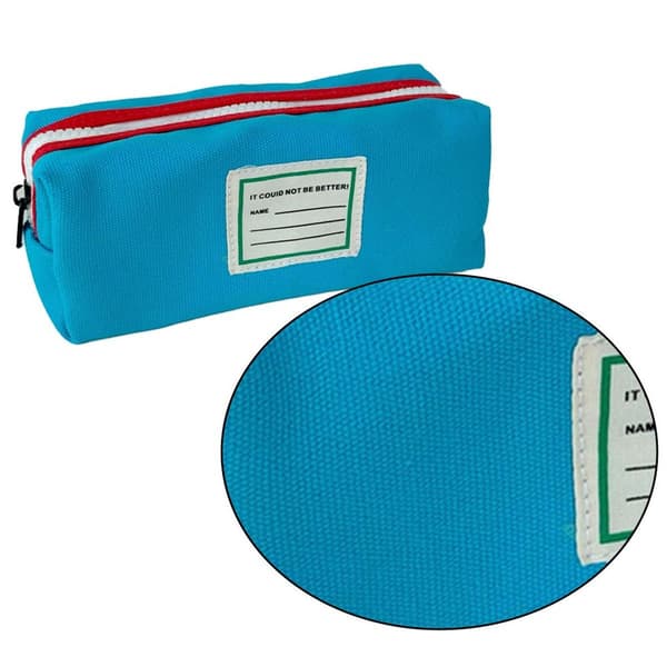 Canvas Student Pencil Case Cute Stationery Bag i Blå KLB