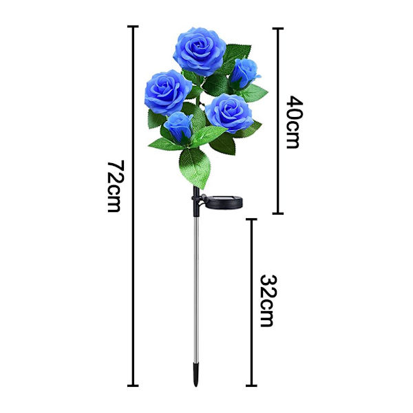 2 stk. solcelledrevne blomsterlys udendørs LED vandtætte solcelledrevne blomsterlys med 5 roser, dekorative solcelle-pælelys til have, terrasse, gård, græsplæne