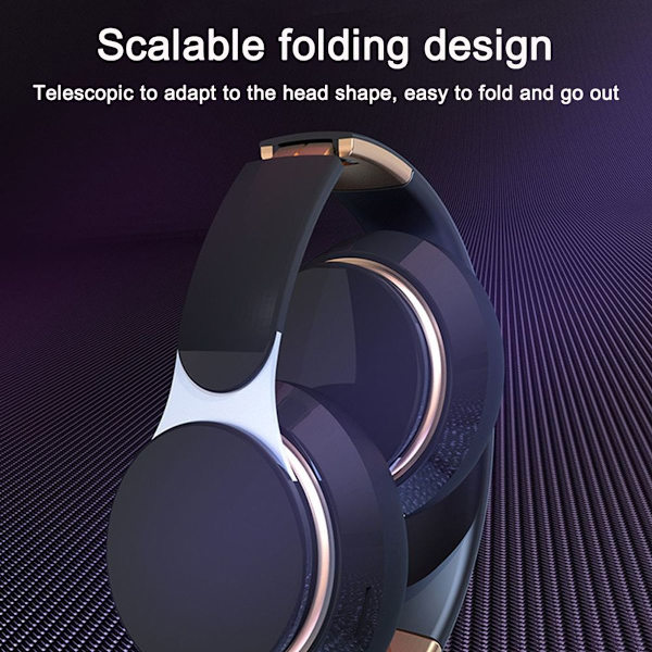 Bluetooth Over Ear Hodetelefoner, Trådløse Foldbare Stereo Svart