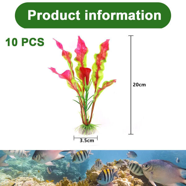 10 stk plast akvarieplanter kunstig akvarieplante rød KLB