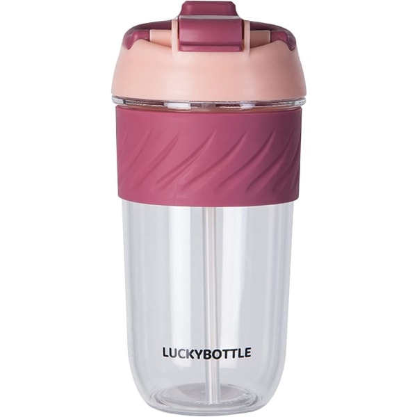 7#MF Stor kapacitet Halm Drickkopp Söt Student Bärbar Bekväm Plastkopp Kopp, Rosa 1#qa,M